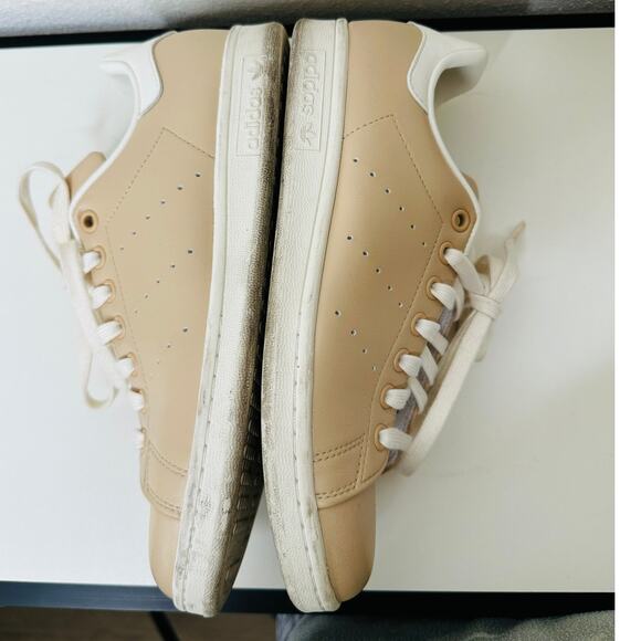 Adidas Gold Stan Smith Colab Tan & White Leather Lace up Sneaker Shoes 8 - Picture 11 of 12